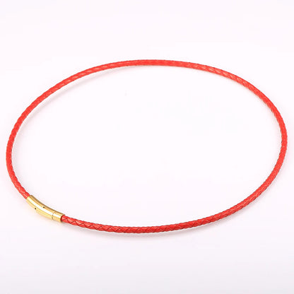 4mm/6mm Man-made Leather Necklace Choker For Men Boys Red Black Brown Braided Rope Chain Male Push Clasp Jewelry Gifts UN149