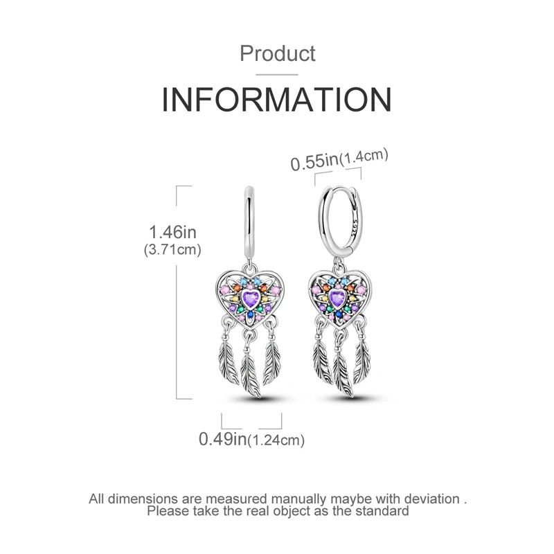 925 Sterling Silver Colorful Crystal Clover Hoop Earrings Stud Ear Wires For Women Wedding Engagement Girlfriend Birthday Gift