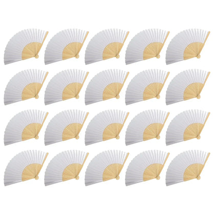 1/20/30Pcs White Foldable Paper Fan Portable Chinese Bamboo Fan Wedding Gifts for Guest Birthday Party Decoration Kids Painting
