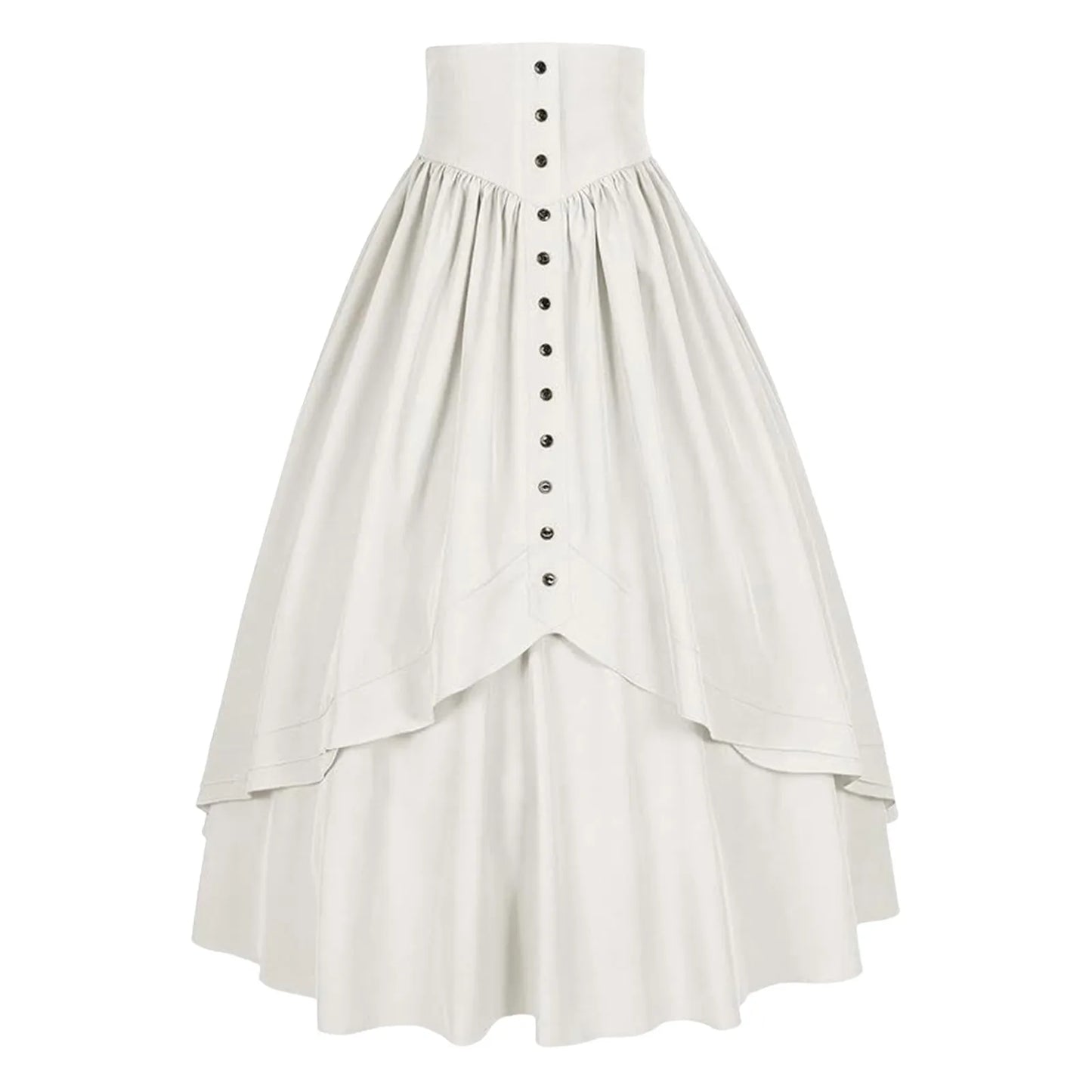 Women Vintage Maxi Skirt Medieval Retro High Waist A Line Victorian Long Skirt Steampunk Gothic Ruffled Hem Pleated Party Skirts