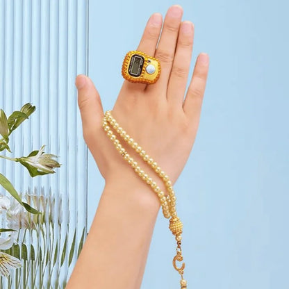 Muslim Prayer Set With Gift Box Pray For 99 Beaded Bracelets Resettable Finger Counter Ring Eid Al-Fitr Prayer Gifts