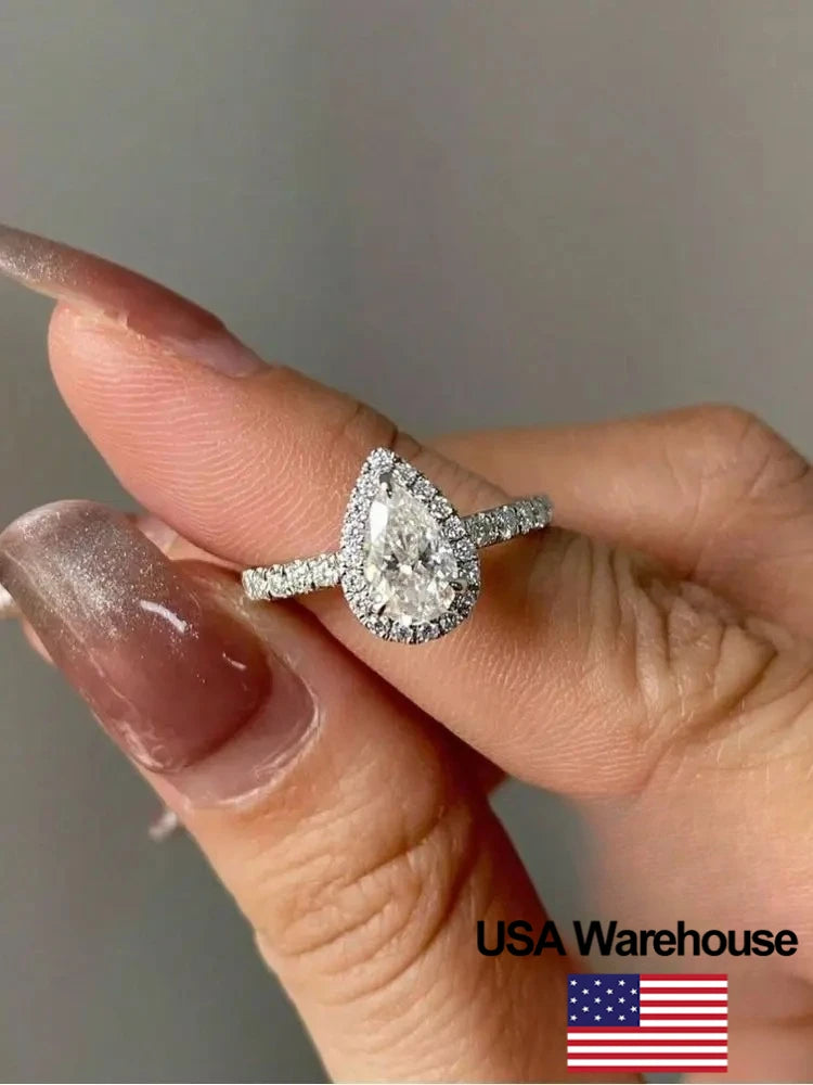 925 Sterling Silver Simplicity Classic Fashion WaterdRop Ring For Women Engagement Wedding Luxury High Quality Fine Jewelry