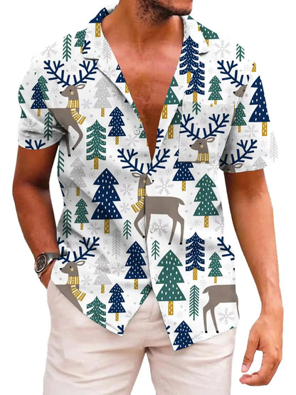KYKU Hawaiian Shirts for Men Santa Claus Party Casual Button Down Short Sleeve Shirt with Pocket