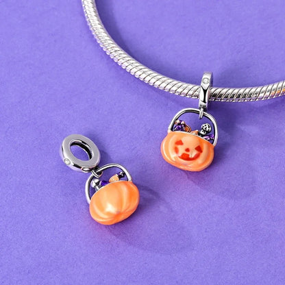 2025 New Halloween Charm Emit Light Bead 925 Sterling Silver Pumpkin Witch Skull Charm Fit Bracelet Pendant Women Jewelry Making