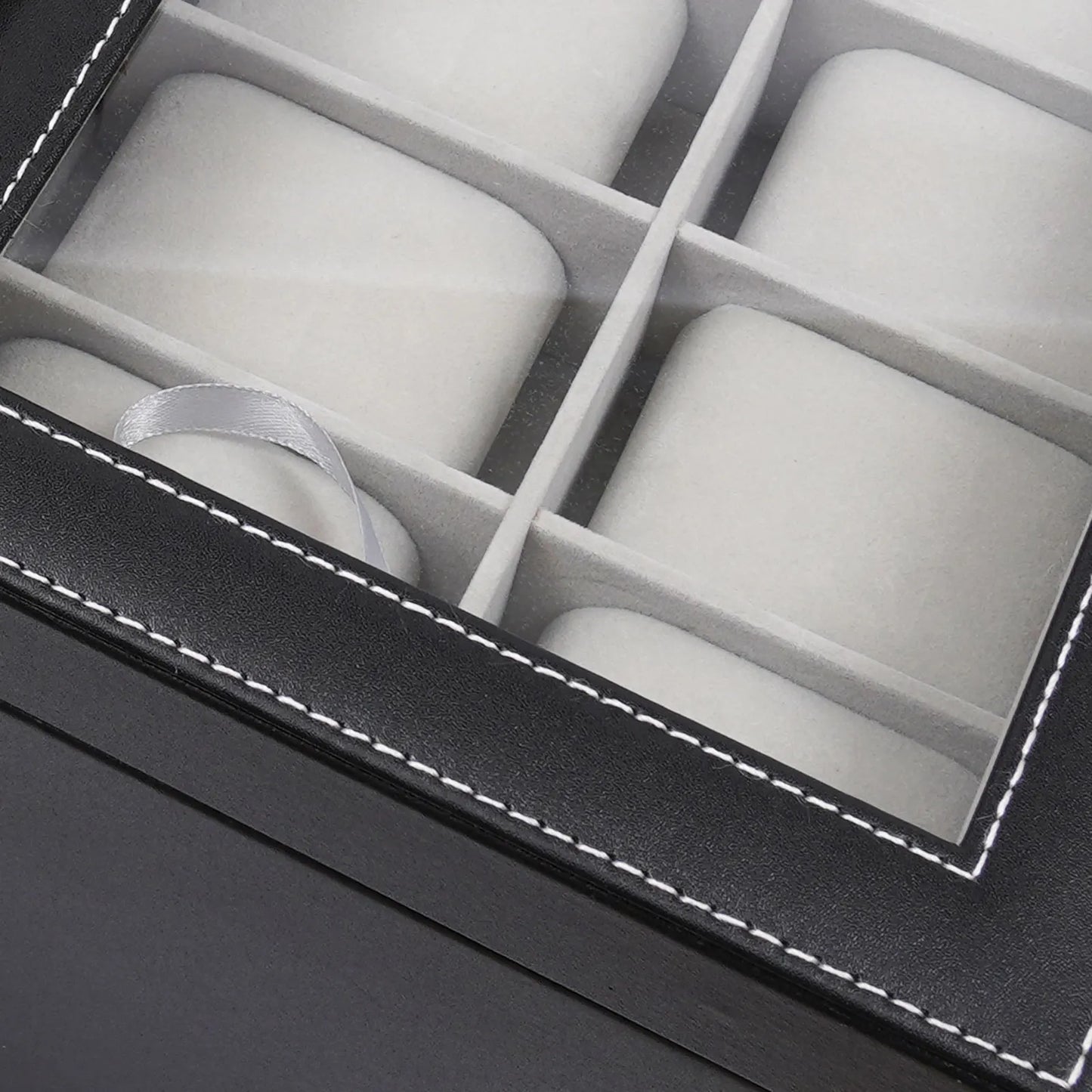 Bymaocar Black 3-Tier Drawer Jewelry Box, 12-Slot Watch Organizer W/ PU Leather & Metal Clasp, Eyeglass & Sunglass Storage Case