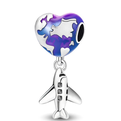 925 Sterling Silver Pink Luggage Rainbow Life Travel Charms Bead Diy Bracelet Bangle Making Gift Of High Quality Fine Jewelry