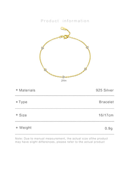 DPLAOPA 925 Sterling Silver Gold  Zircon CZ Charm Yard Bracelet Women Luxury Fine Jewelry 2022 Wedding Jewels Thin Jewels
