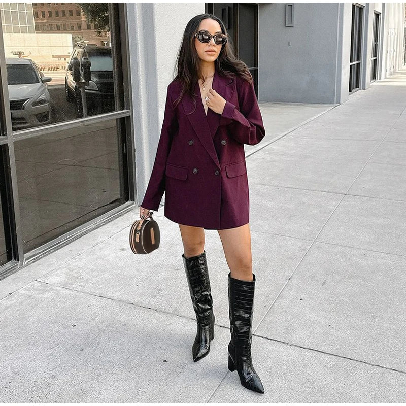 Elegant Black Slim Fit Blazer Jacket Women Retro Lapel Single Breasted Suit Jackets Female 2025 Chic Versatile Street Office