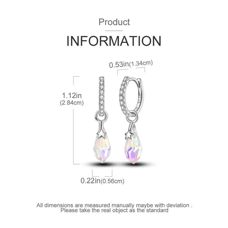 925 Sterling Silver Colorful Crystal Clover Hoop Earrings Stud Ear Wires For Women Wedding Engagement Girlfriend Birthday Gift