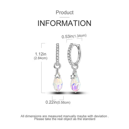 925 Sterling Silver Colorful Crystal Clover Hoop Earrings Stud Ear Wires For Women Wedding Engagement Girlfriend Birthday Gift