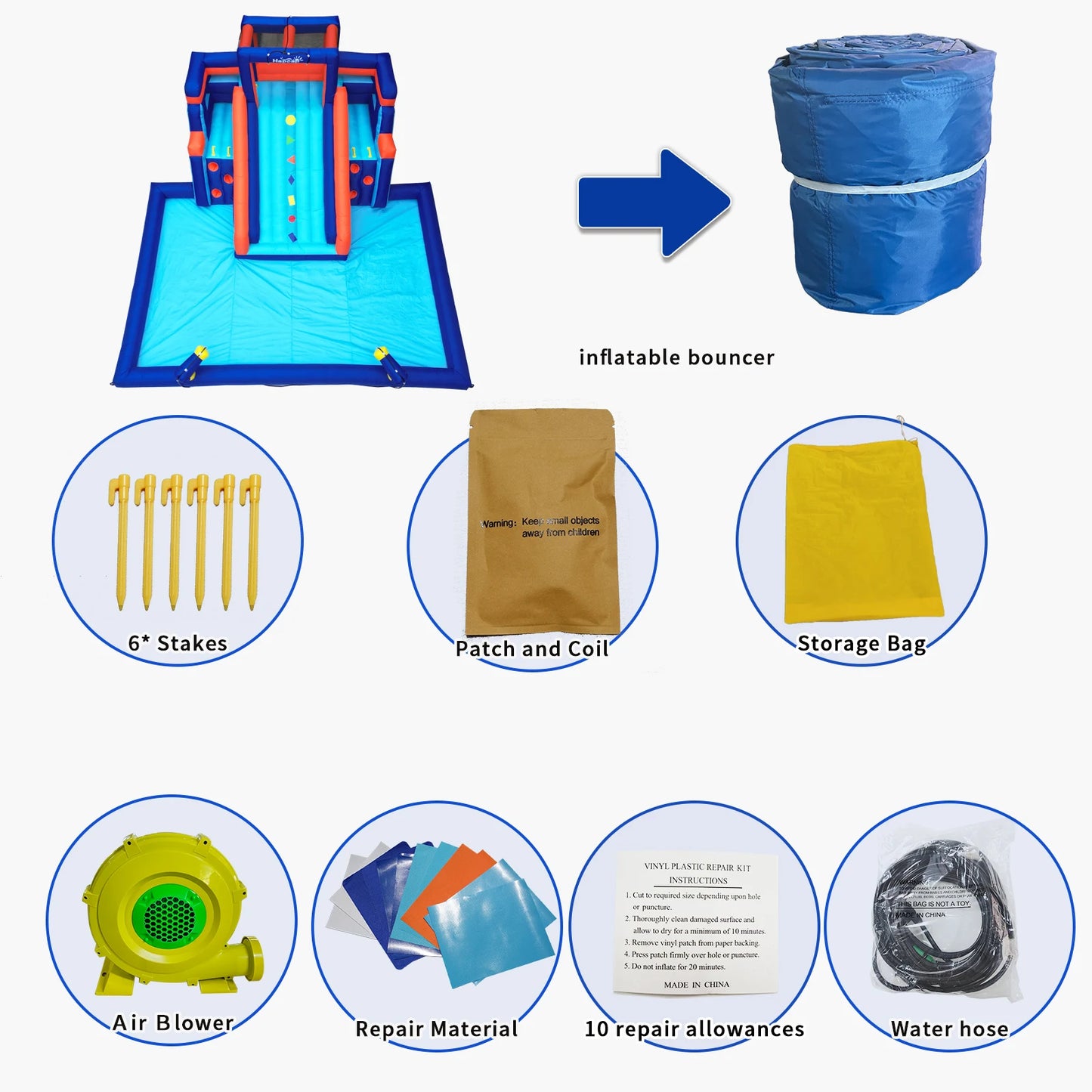 Hapcap Inflatable Water Slide Pool Bounce House for Kids,Large Slide and Splash Pool, Backyard Summer Outdoors