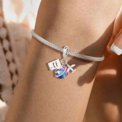 925 Sterling Silver Pink Luggage Rainbow Life Travel Charms Bead Diy Bracelet Bangle Making Gift Of High Quality Fine Jewelry