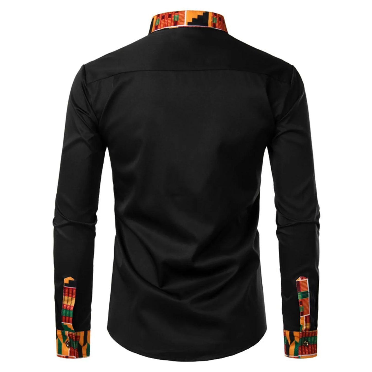 Men'S Shirts Men'S African Long Sleeve Printed Patchwork Design Button Up Shirt Seaside Vacation Casual Top Large Size