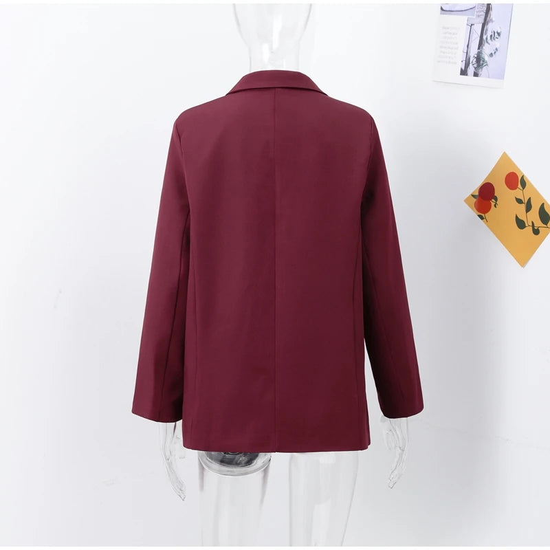 Elegant Black Slim Fit Blazer Jacket Women Retro Lapel Single Breasted Suit Jackets Female 2025 Chic Versatile Street Office