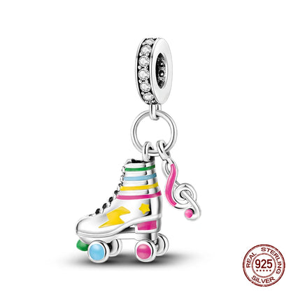 925 Sterling Silver Artist Brush Tools Color Palette Oil Painting Charms Beads Fit Qikaola Original Bracelets DIY Jewelry Gifts