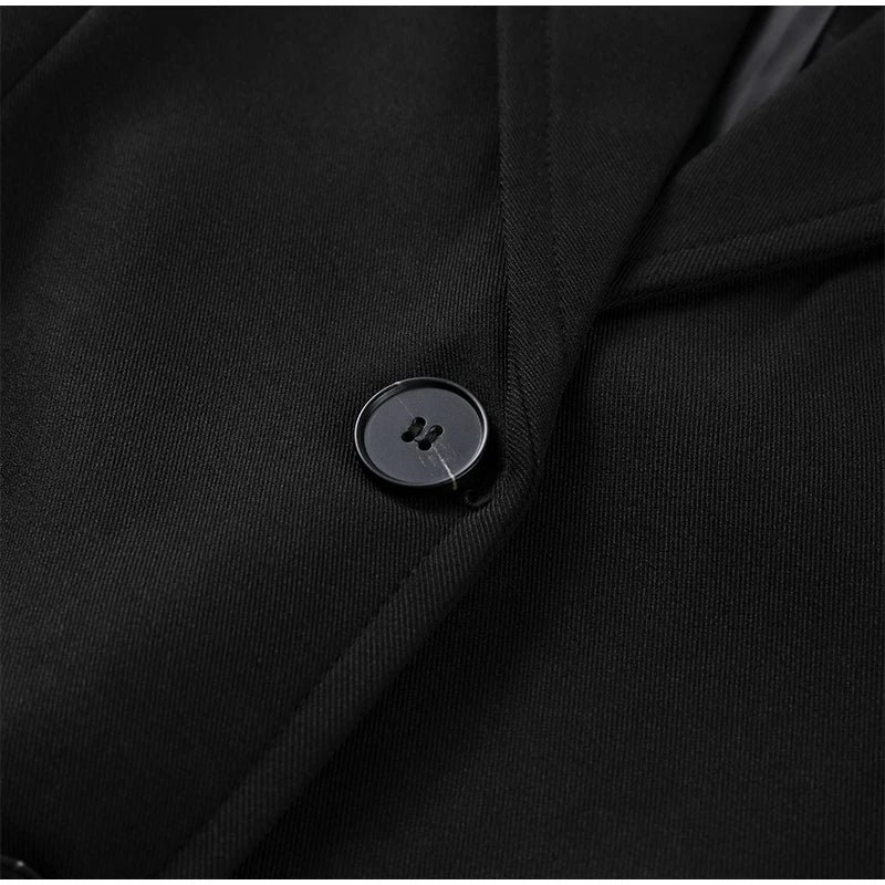 Elegant Black Slim Fit Blazer Jacket Women Retro Lapel Single Breasted Suit Jackets Female 2025 Chic Versatile Street Office