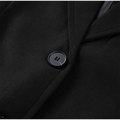 Elegant Black Slim Fit Blazer Jacket Women Retro Lapel Single Breasted Suit Jackets Female 2025 Chic Versatile Street Office