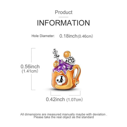 2025 New Halloween Charm Emit Light Bead 925 Sterling Silver Pumpkin Witch Skull Charm Fit Bracelet Pendant Women Jewelry Making