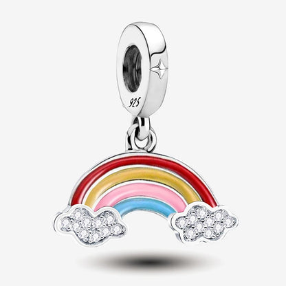 925 Sterling Silver Pink Luggage Rainbow Life Travel Charms Bead Diy Bracelet Bangle Making Gift Of High Quality Fine Jewelry