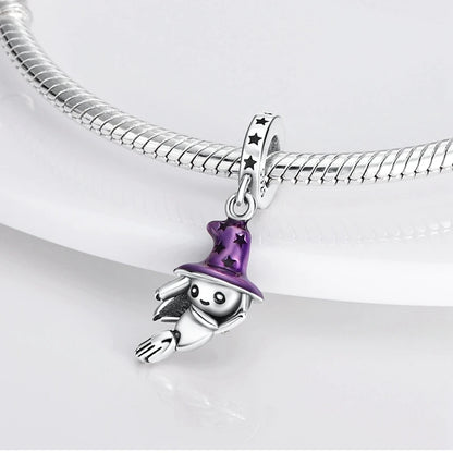 2025 New Halloween Charm Emit Light Bead 925 Sterling Silver Pumpkin Witch Skull Charm Fit Bracelet Pendant Women Jewelry Making