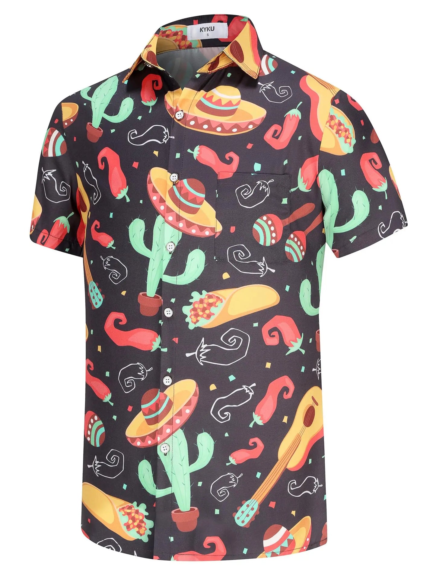 KYKU Mexico Shirt for Men Funny Beach Shirts Hawaiian Button Down Short Sleeve