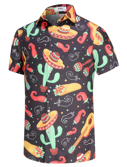 KYKU Mexico Shirt for Men Funny Beach Shirts Hawaiian Button Down Short Sleeve