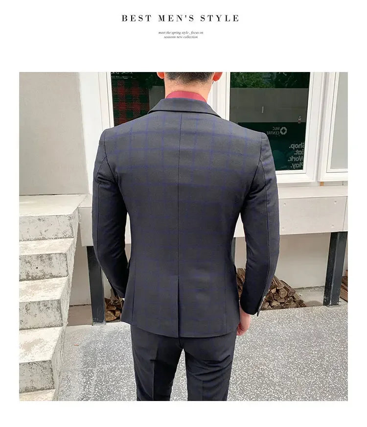 2025 Suit (Blazer+ Pants) Men's Fashion Hosts British Style Work Business Wedding Casual Art Style Elegant Gentleman Suit M-5XL