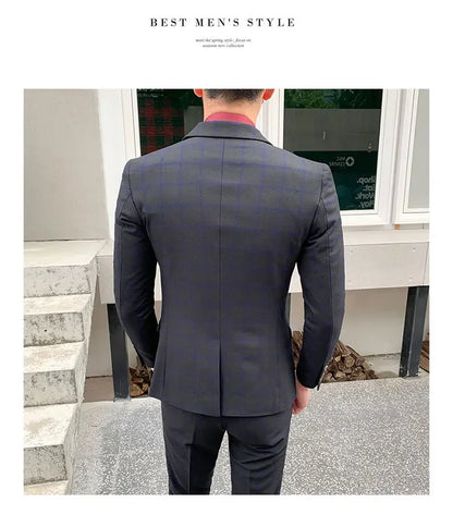 2025 Suit (Blazer+ Pants) Men's Fashion Hosts British Style Work Business Wedding Casual Art Style Elegant Gentleman Suit M-5XL