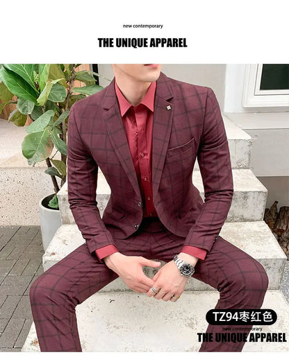 2025 Suit (Blazer+ Pants) Men's Fashion Hosts British Style Work Business Wedding Casual Art Style Elegant Gentleman Suit M-5XL