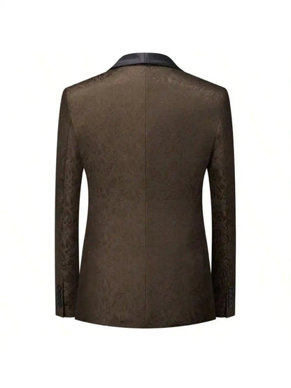 Mens 3 Piece Floral Tuxedo, Jacquard Slim Suit Set, Paisley Blazer Vest and Pants for Prom Wedding