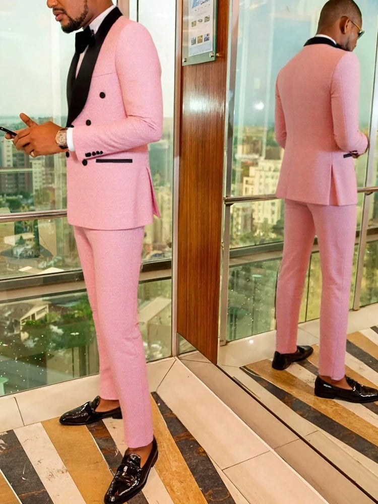 Men's two-piece slim-fitting floral tuxedo suit, paisley lapel single-button single-breasted suit jacket and pants set, suitable