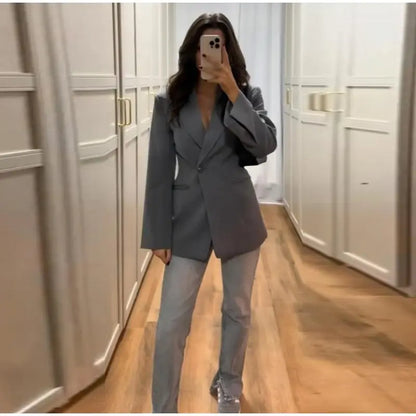 Elegant Black Slim Fit Blazer Jacket Women Retro Lapel Single Breasted Suit Jackets Female 2025 Chic Versatile Street Office