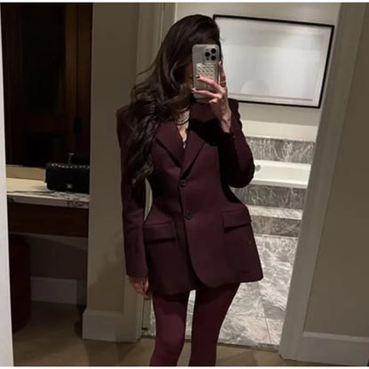 Elegant Black Slim Fit Blazer Jacket Women Retro Lapel Single Breasted Suit Jackets Female 2025 Chic Versatile Street Office