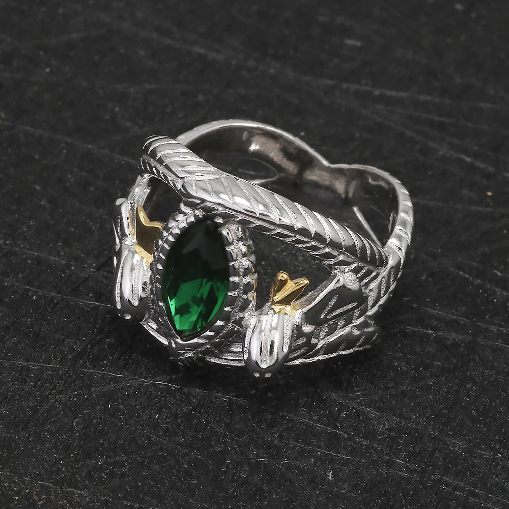 925 Sterling Silver Lord Ring of Barahir, LOTR Aragorn Gondor Wedding Band, Fantasy Movie Inspired Jewelry Gift for Men