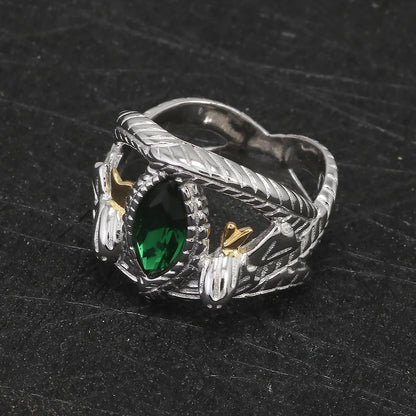 925 Sterling Silver Lord Ring of Barahir, LOTR Aragorn Gondor Wedding Band, Fantasy Movie Inspired Jewelry Gift for Men