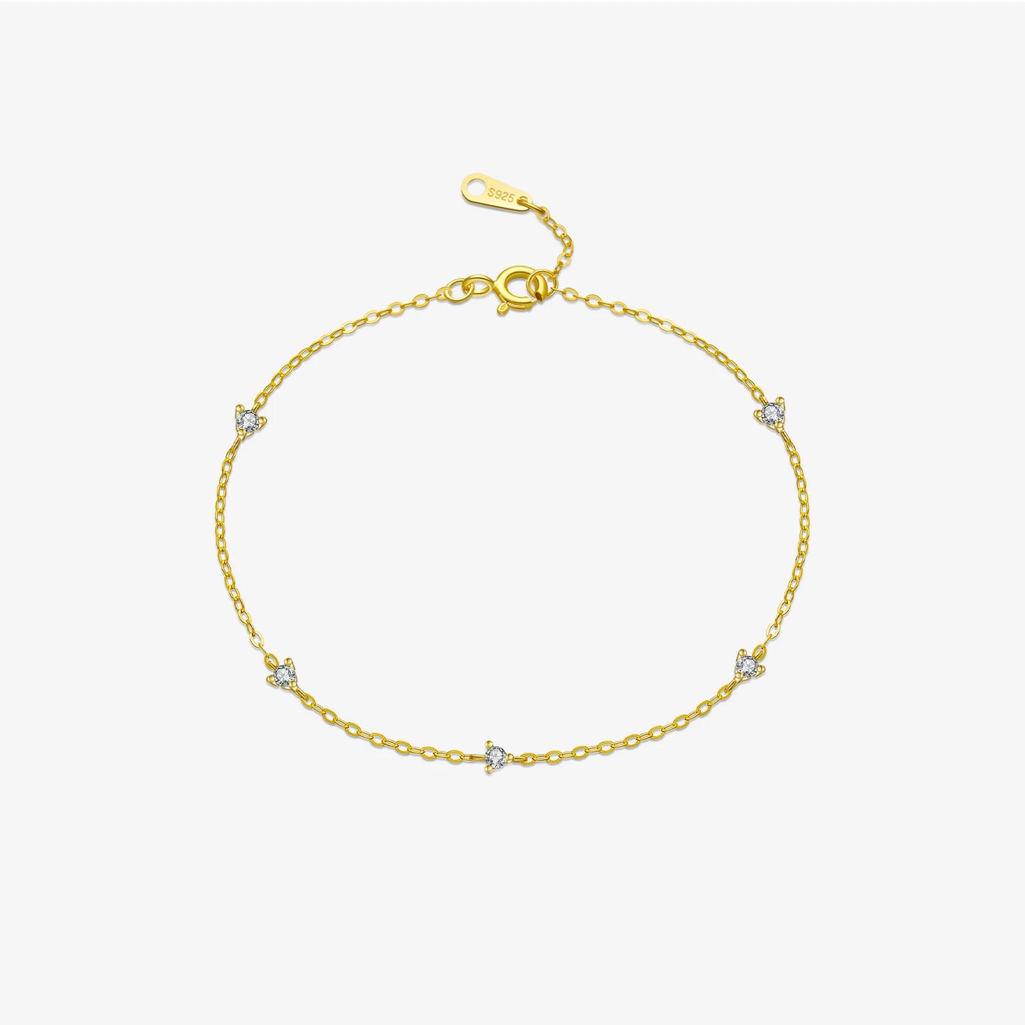 DPLAOPA 925 Sterling Silver Gold  Zircon CZ Charm Yard Bracelet Women Luxury Fine Jewelry 2022 Wedding Jewels Thin Jewels