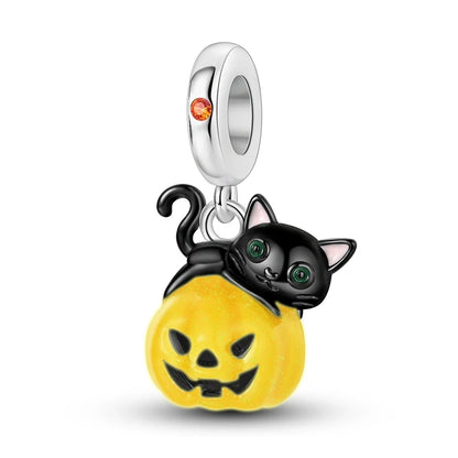 2025 New Halloween Charm Emit Light Bead 925 Sterling Silver Pumpkin Witch Skull Charm Fit Bracelet Pendant Women Jewelry Making