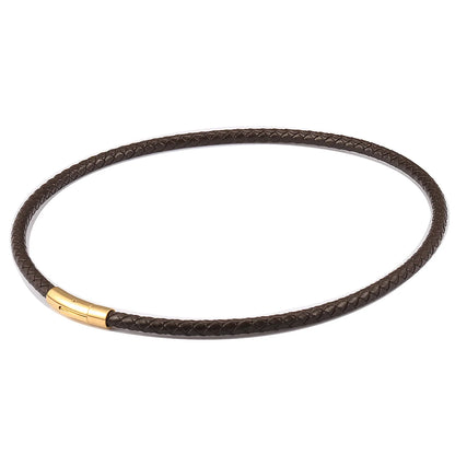 4mm/6mm Man-made Leather Necklace Choker For Men Boys Red Black Brown Braided Rope Chain Male Push Clasp Jewelry Gifts UN149