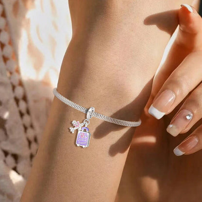 925 Sterling Silver Pink Luggage Rainbow Life Travel Charms Bead Diy Bracelet Bangle Making Gift Of High Quality Fine Jewelry