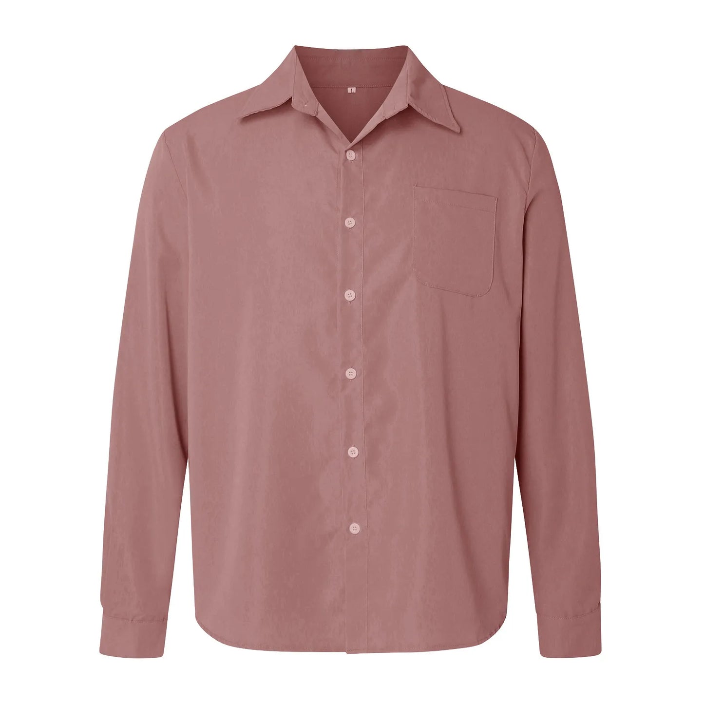 Mens Casual Business Shirt Regular Fit Button Down Long Sleeve Shirts Solid Color Oversized Basic Business Shirt For Men Camisas