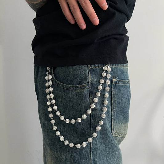 Harajuku Street Rhinestone Keychain Wallet Belt Chain for Men Hip Hop Trousers Hipster Pant Jeans Chain Rock Jewelry