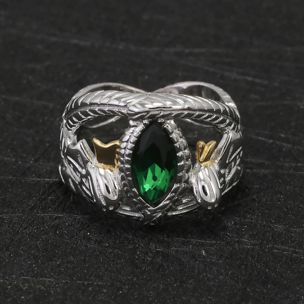 925 Sterling Silver Lord Ring of Barahir, LOTR Aragorn Gondor Wedding Band, Fantasy Movie Inspired Jewelry Gift for Men