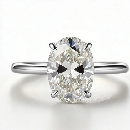 2026 New Personalized Fashion Oval Diamond Ring, Classic Four-claw Wedding Ring, Female