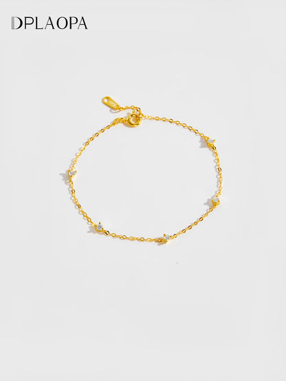 DPLAOPA 925 Sterling Silver Gold  Zircon CZ Charm Yard Bracelet Women Luxury Fine Jewelry 2022 Wedding Jewels Thin Jewels