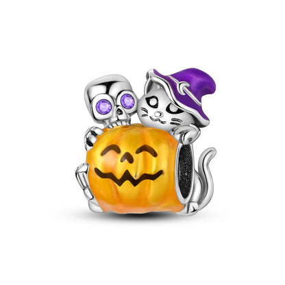 2025 New Halloween Charm Emit Light Bead 925 Sterling Silver Pumpkin Witch Skull Charm Fit Bracelet Pendant Women Jewelry Making