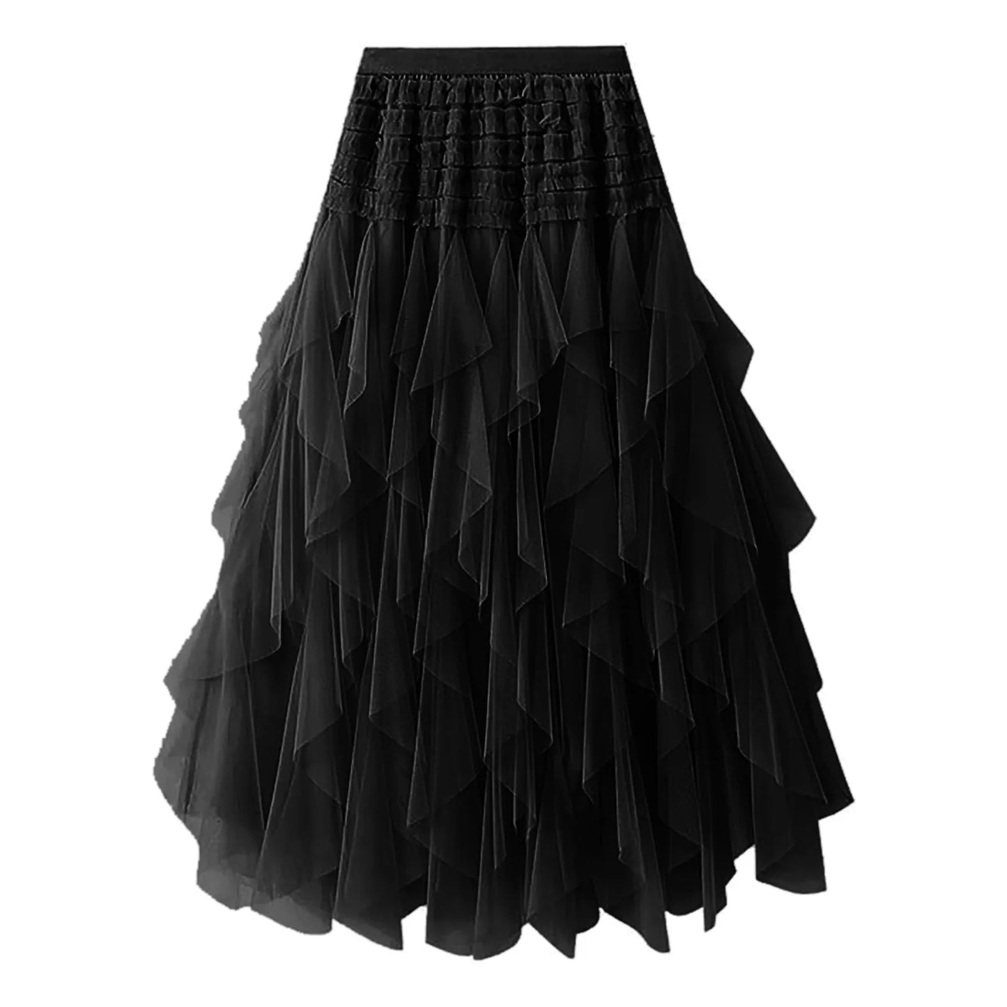 Tulle Skirts For Women High Elastic Waist Multi Layered Tulle Mesh Patchwork Long Fairy Skirt Plain Big Swing A Line Skirts