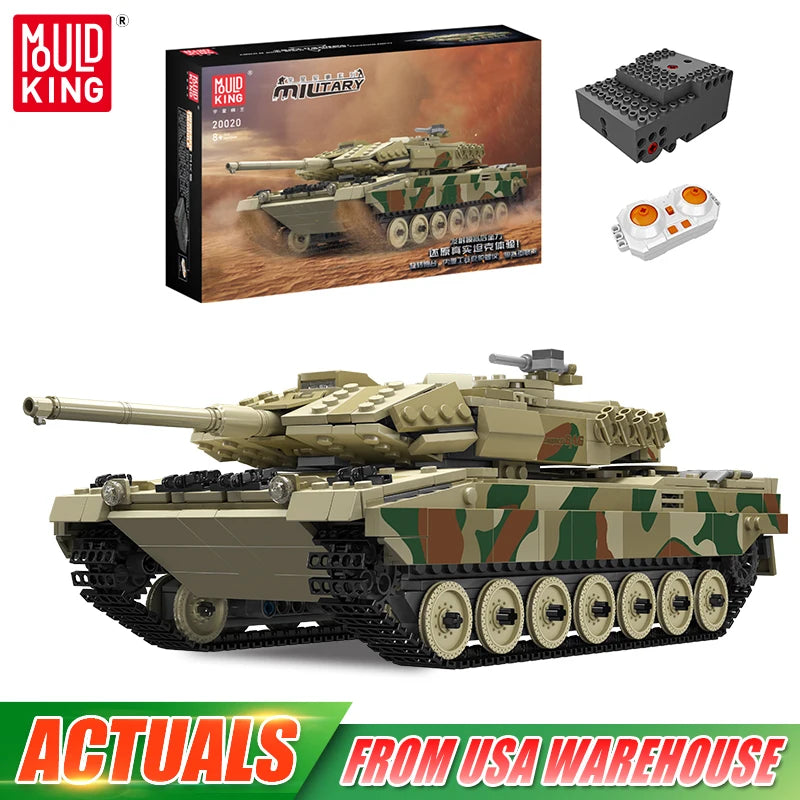 Mould King 20020 Technical Tank Toys The APP&RC Leopard 2 Tank Building Block Assembly Tank Brick Set Kids Christmas Gift