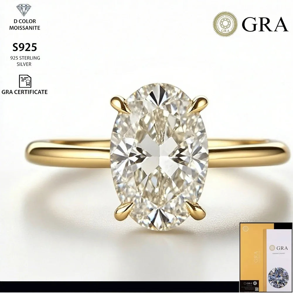2026 New Personalized Fashion Oval Diamond Ring, Classic Four-claw Wedding Ring, Female
