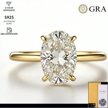 2026 New Personalized Fashion Oval Diamond Ring, Classic Four-claw Wedding Ring, Female