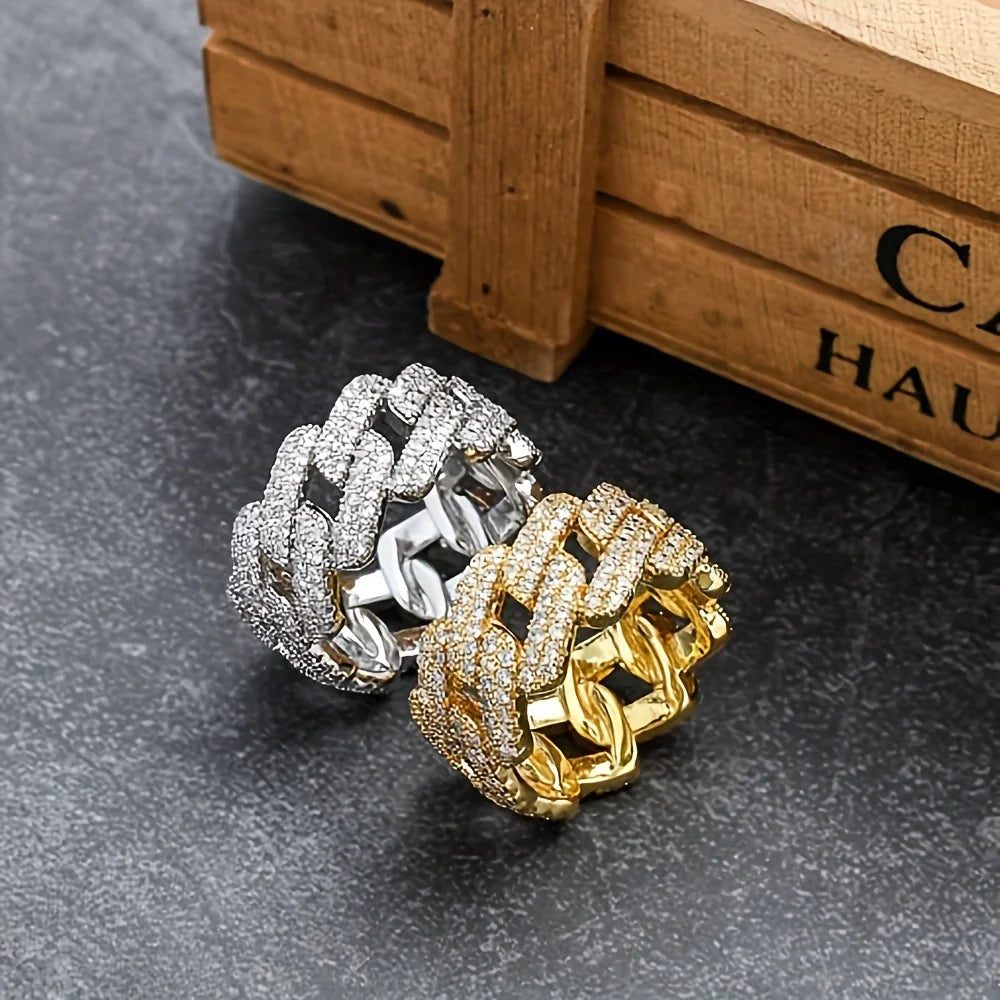 1pc S925 Sterling Silver with 5.4CT Moissanite American Street Hip Hop Cuban Ring, Unisex, Gemstone Jewelry | Gifts for Mother |